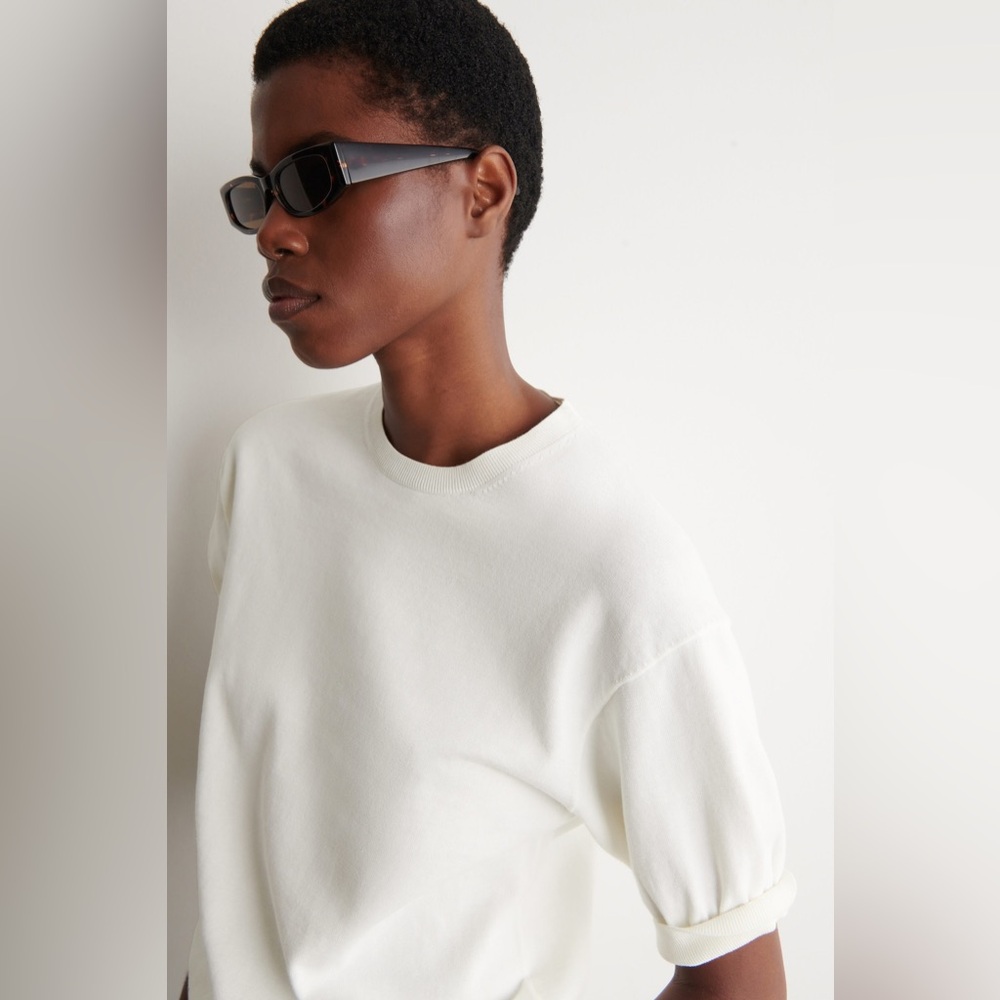 NWT COS Knitted Cotton T-Shirt in Off White - Picture 2 of 11